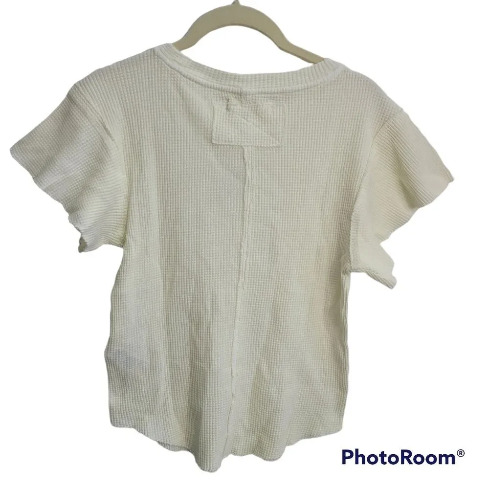 FREE PEOPLE What's Up Baby Cotton Waffle T-Shirt SIZE‎ XSMALL